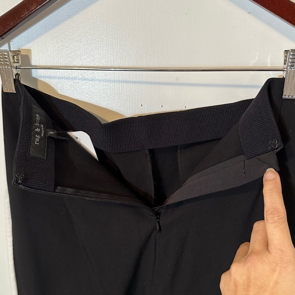 NWT new Rag & Bone black pants 6 white side stripe zipper leg small high waist 4 - Picture 9 of 16